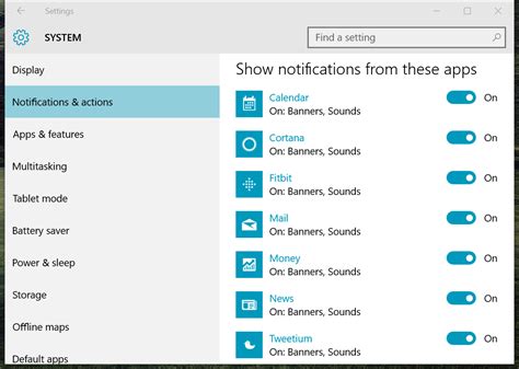 Changing notification settings on app .